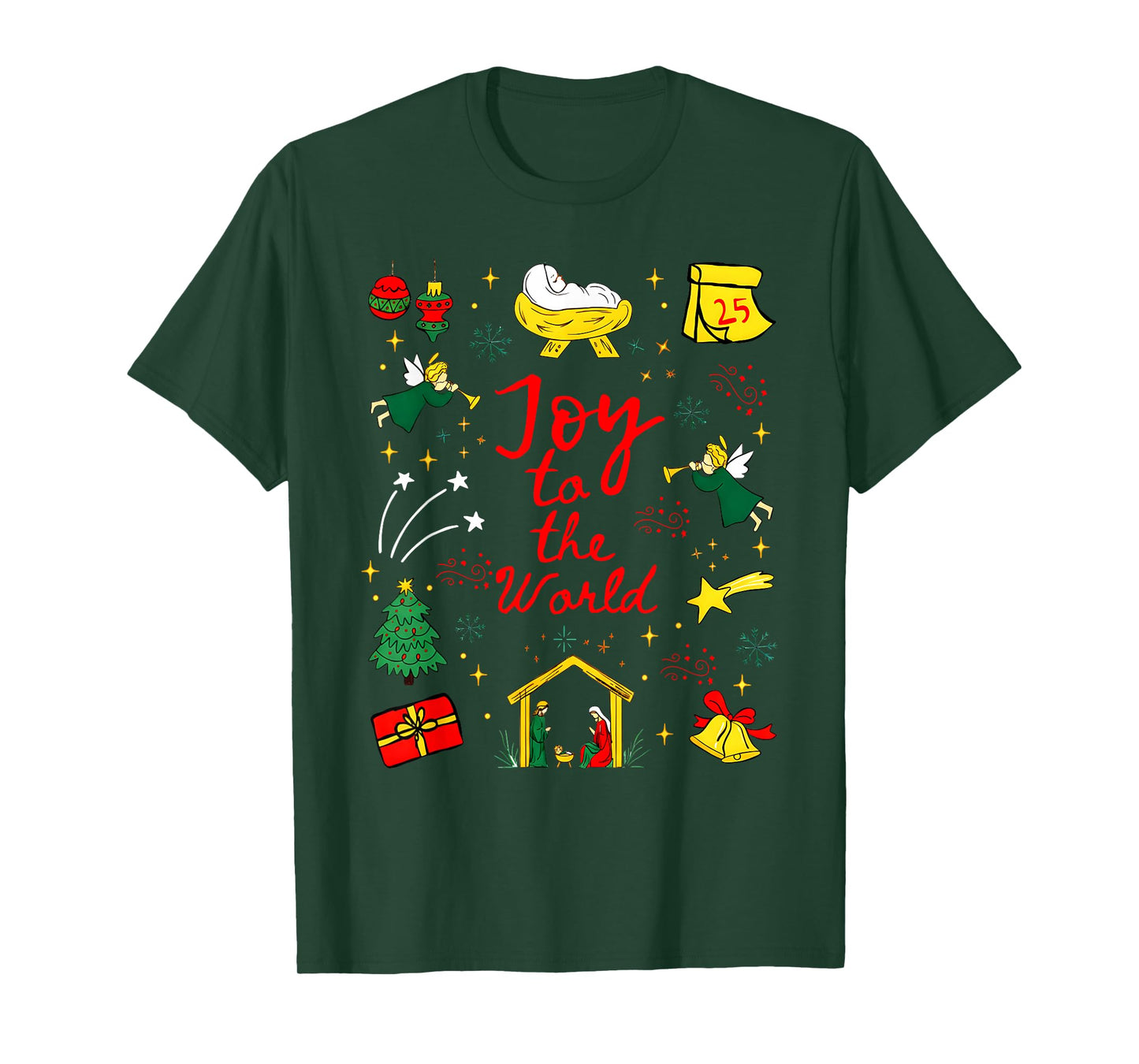 Joy to The World Nativity Christian Christmas Angels Faith T-Shirt