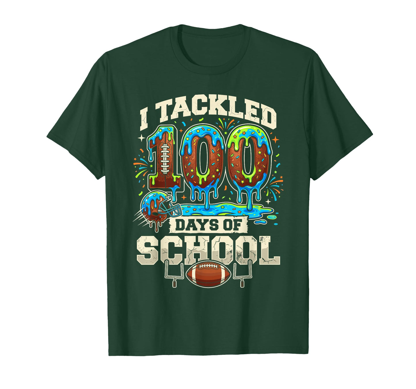 I Tackled 100 Day of School Teacher Student Football T-Shirt