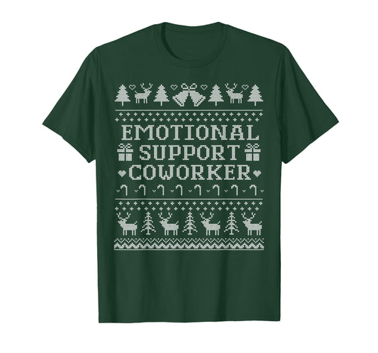 Emotional Support Coworker Funny Ugly Christmas Sweater T-Shirt