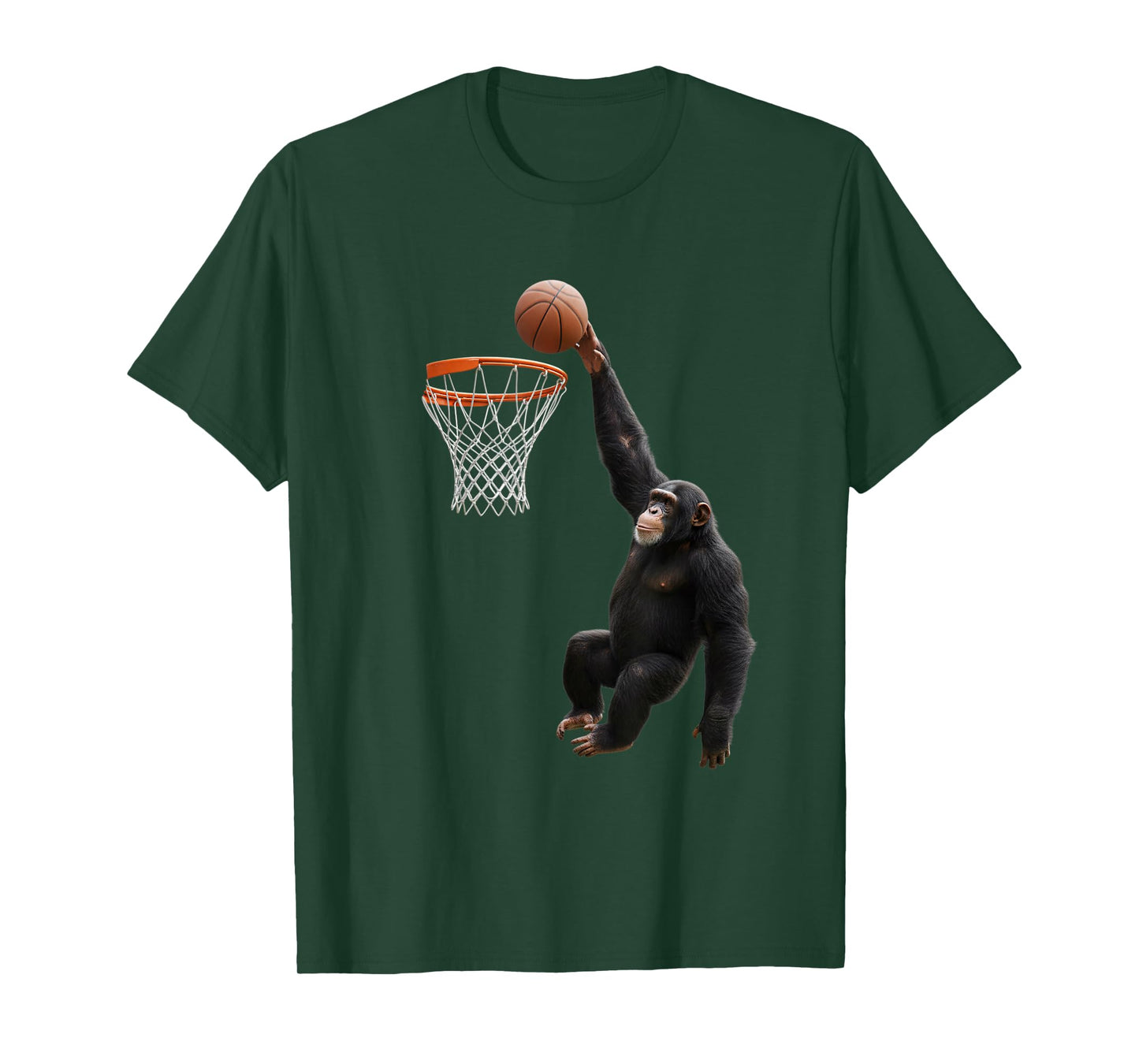 Chimpanzee Dunking Basketball Hoop Funny Jungle Animals Kids T-Shirt