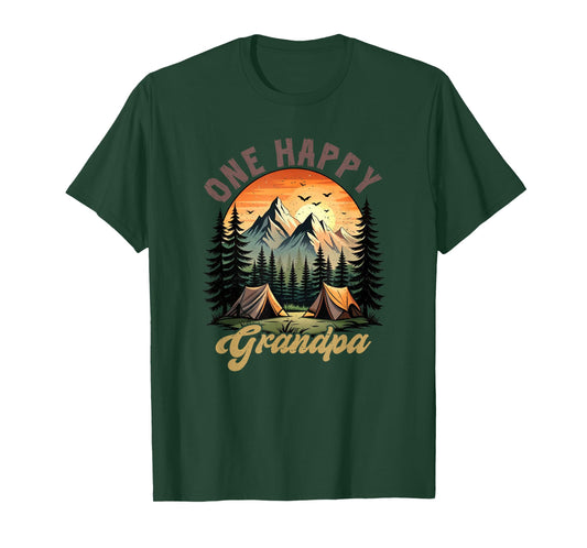 One Happy Grandpa Camper 1St Birthday Camping Bear T-Shirt