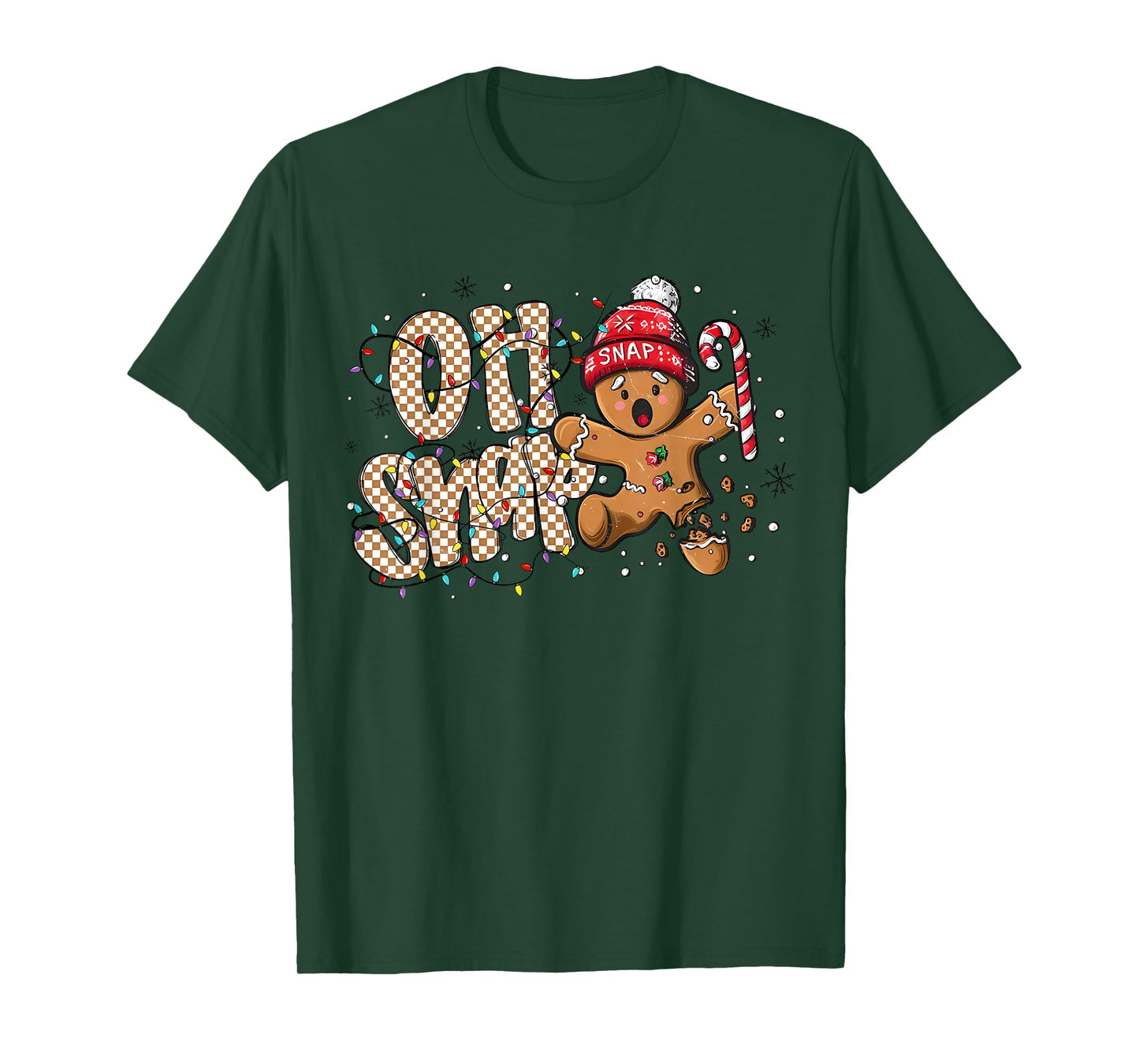 Funny Oh Snap! Christmas Gingerbread Cookie Santa Hat T-Shirt