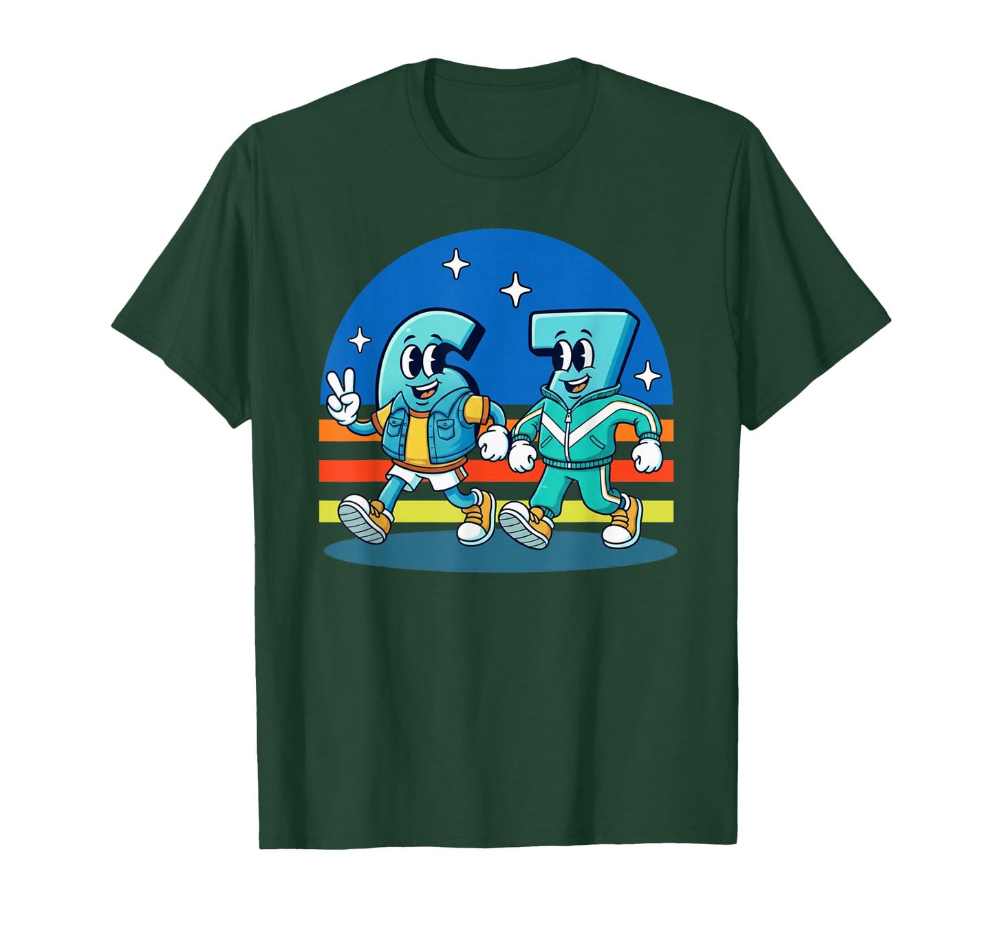 67 Six Seven Fun Trending Meme Funny Design Kids School T-Shirt
