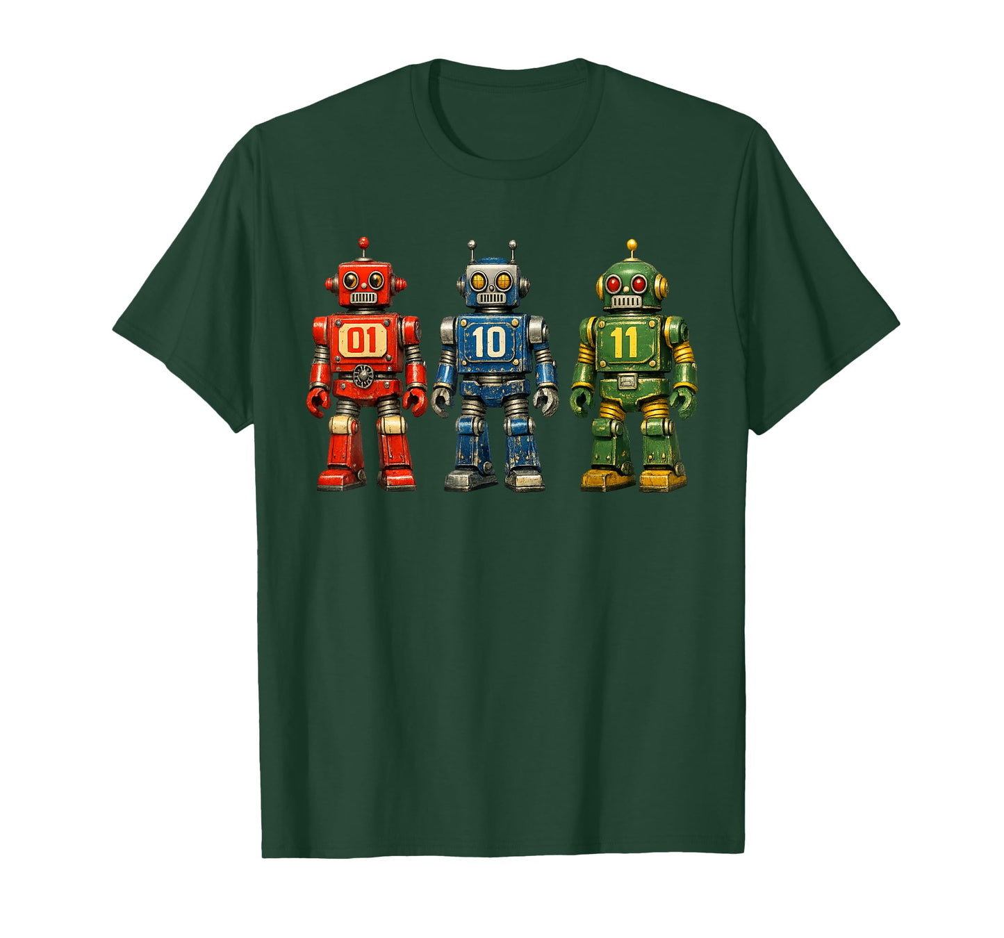 Binary Code Robot Retro 01 10 11 Programming Humor Vintage T-Shirt