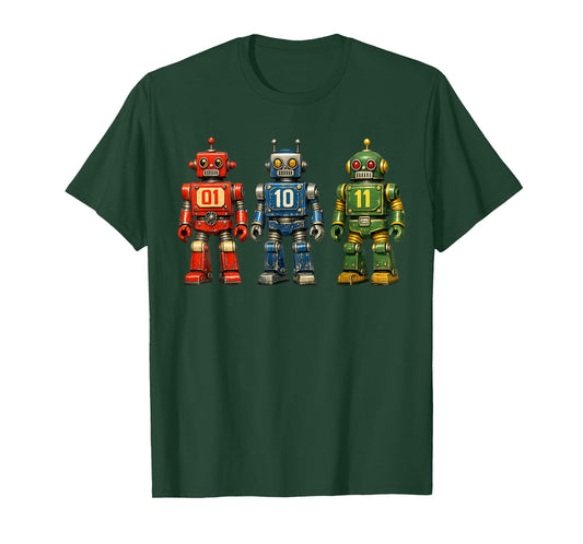 Binary Code Robot Retro 01 10 11 Programming Humor Vintage T-Shirt