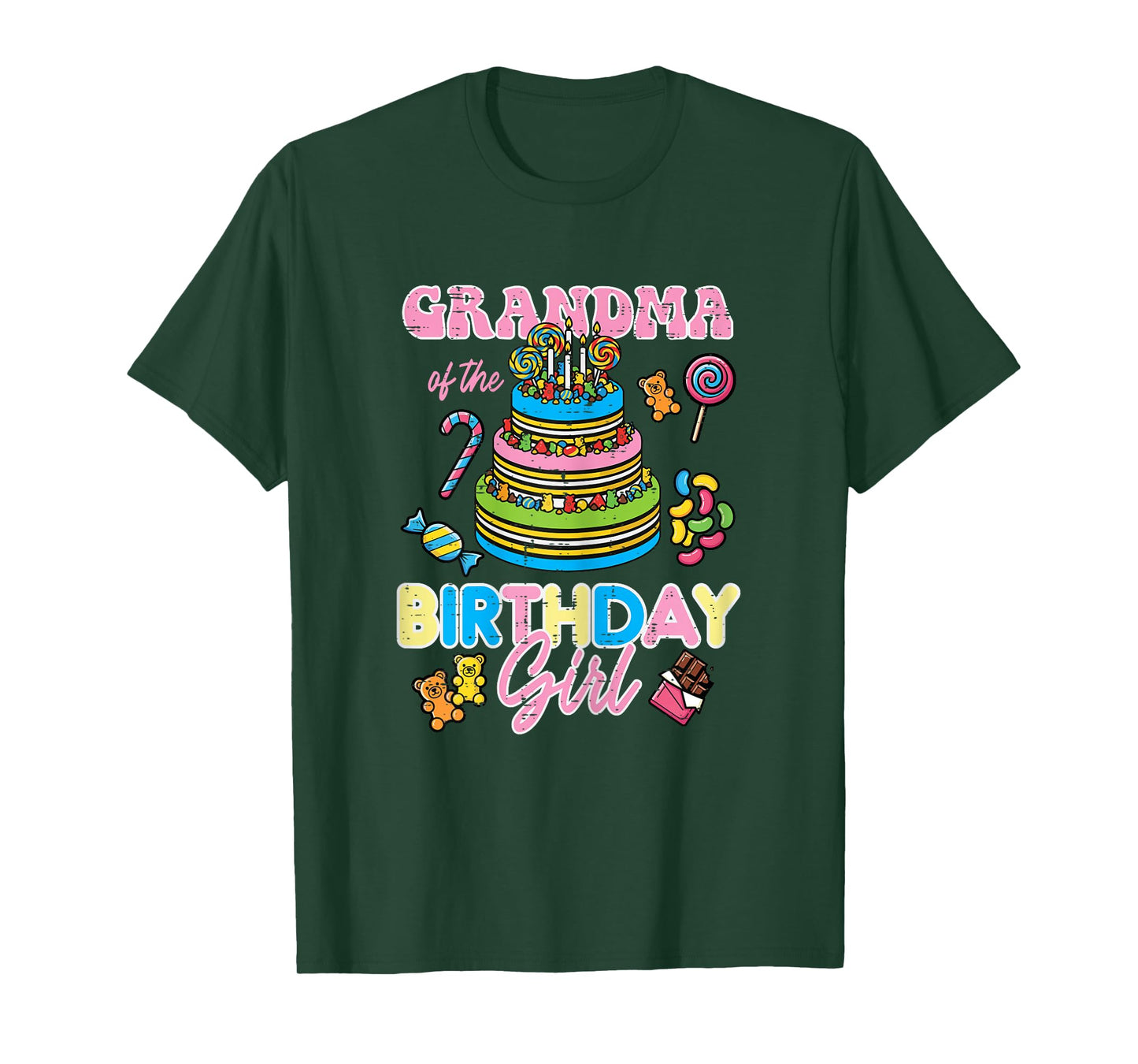 Grandma of Birthday Girl Cake Bday Party Family Match Women T-Shirt
