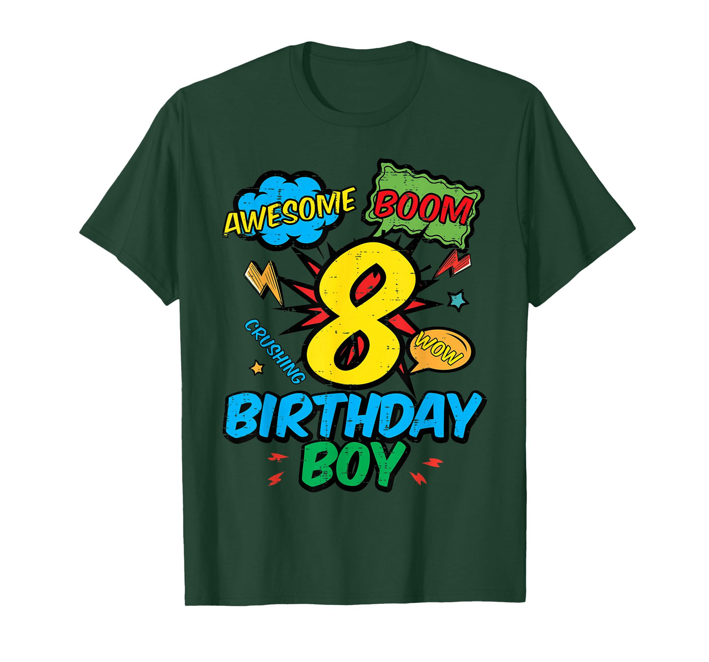 8 Birthday Boy Comic Cool 8th Bday Superhero Party Boys Kids T-Shirt