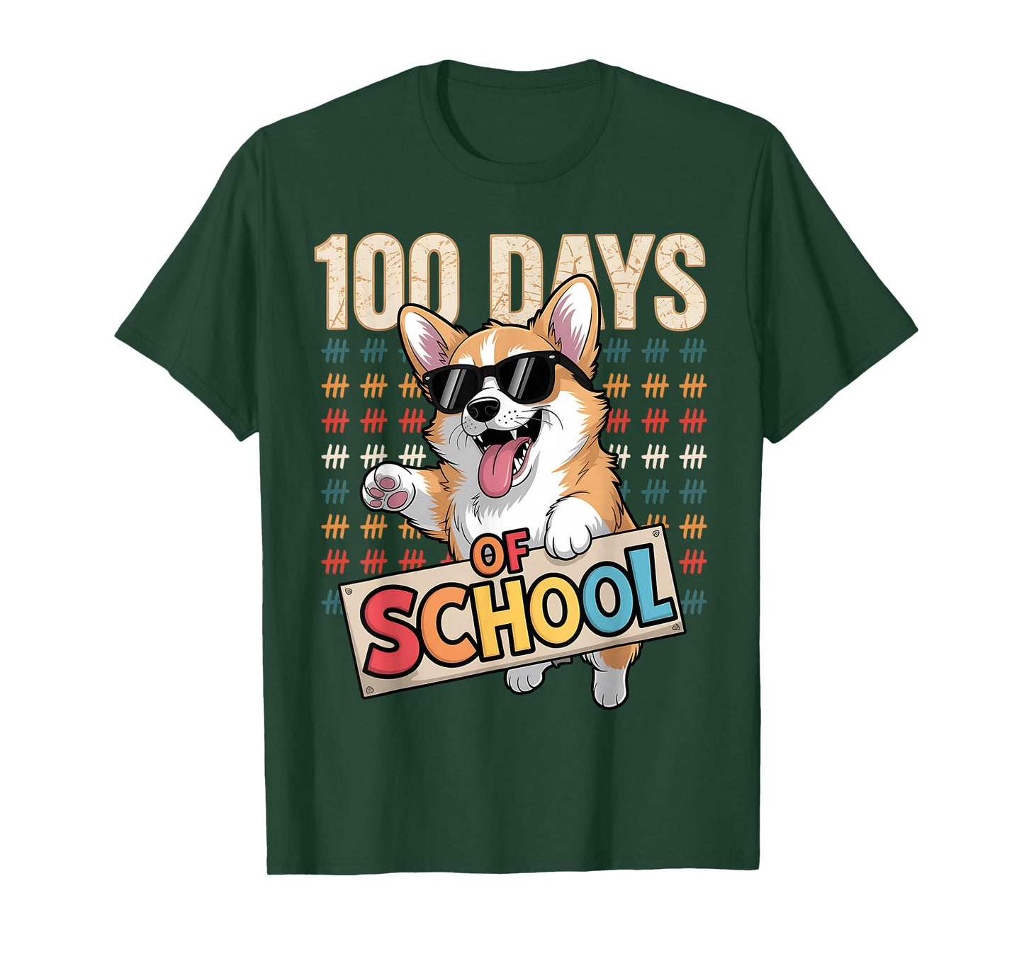 Funny 100 Days of School Corgi Dog Kids Boys Girls T-Shirt