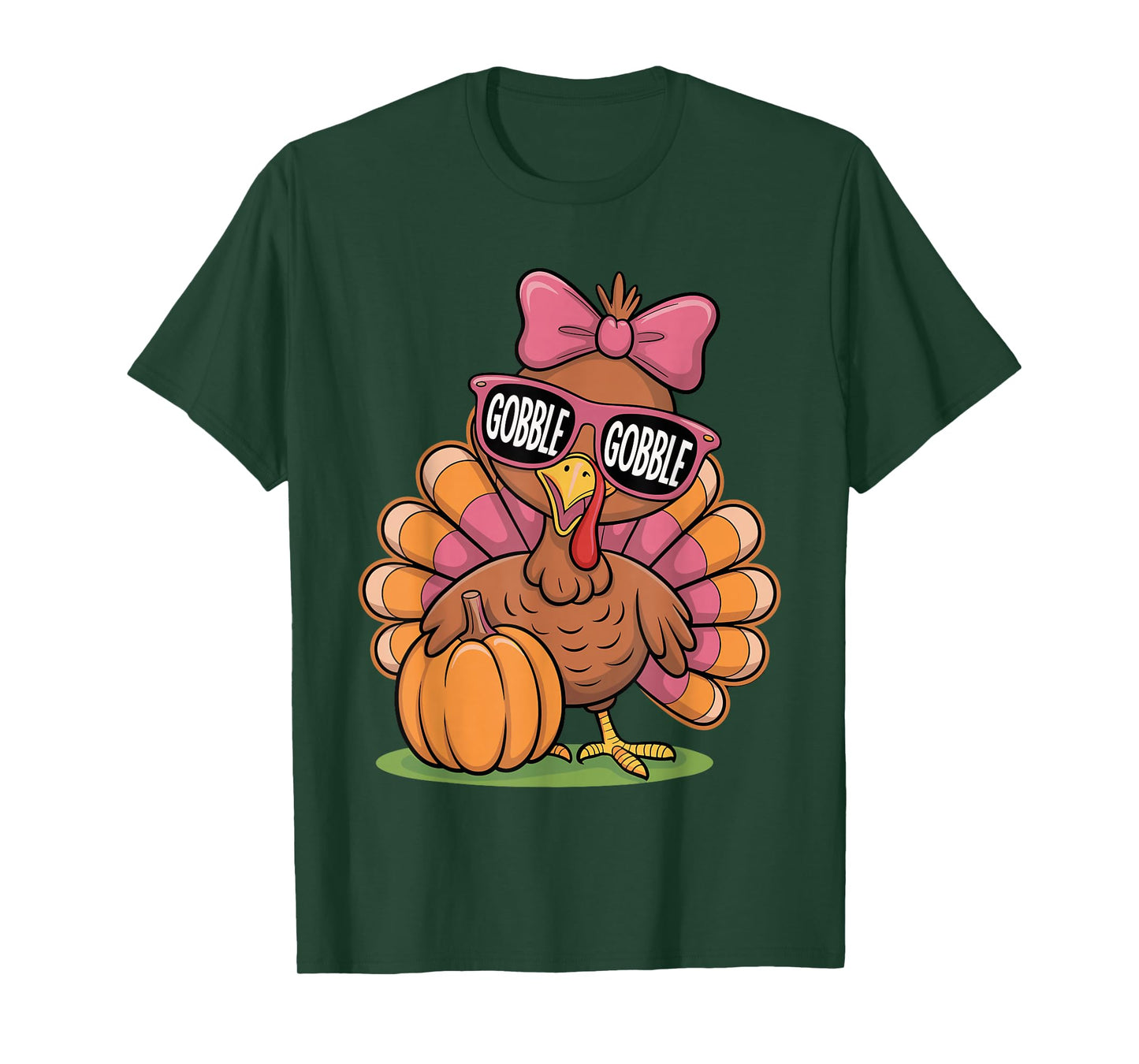 Cute Gobble Turkey Thanksgiving Girls Toddlers Bow T-Shirt
