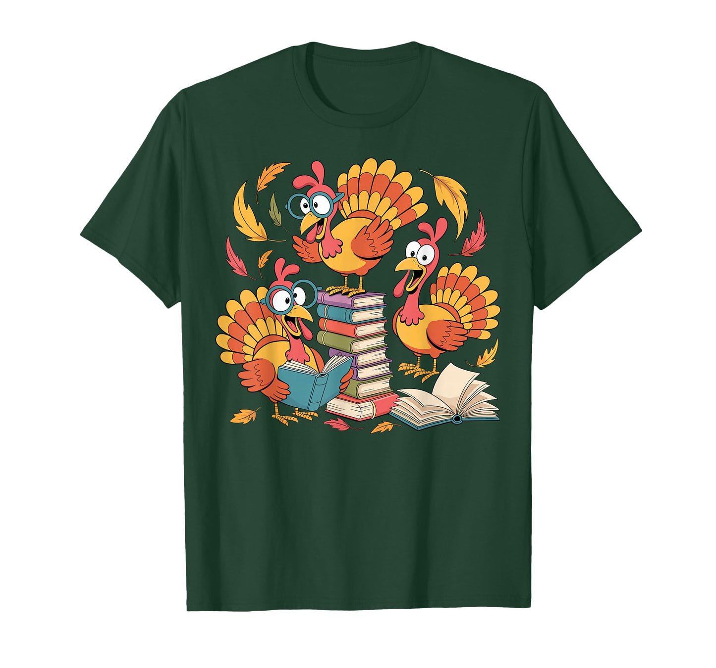 Turkey Reading Books Fall Thanksgiving Teacher Librarian T-Shirt