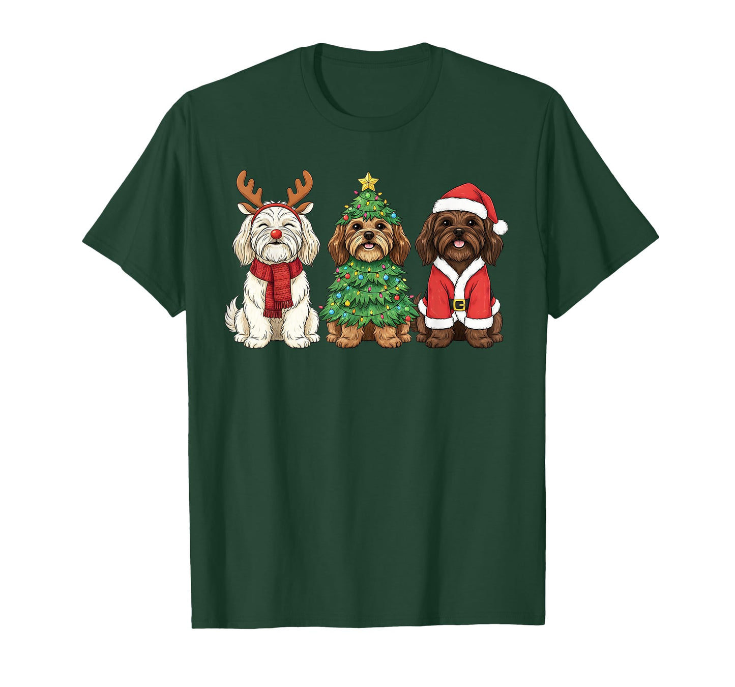 Retro Christmas Havanese Santa Reindeer Dog Lover T-Shirt