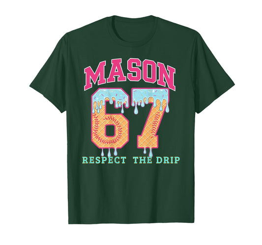Six Seven Ice Cream 67 Funny Gen Alpha Mason Meme (On Back) T-Shirt