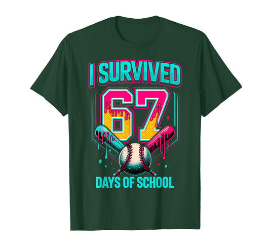 HUGvyn I Survived 6 7 Meme Days of School Baseball Ice Cream T-Shirt