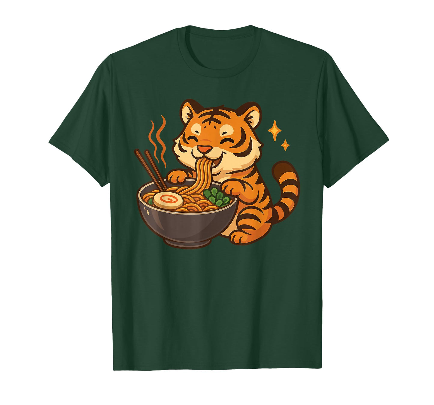 Tiger with Noodles Ramen Kawaii Tiger T-Shirt