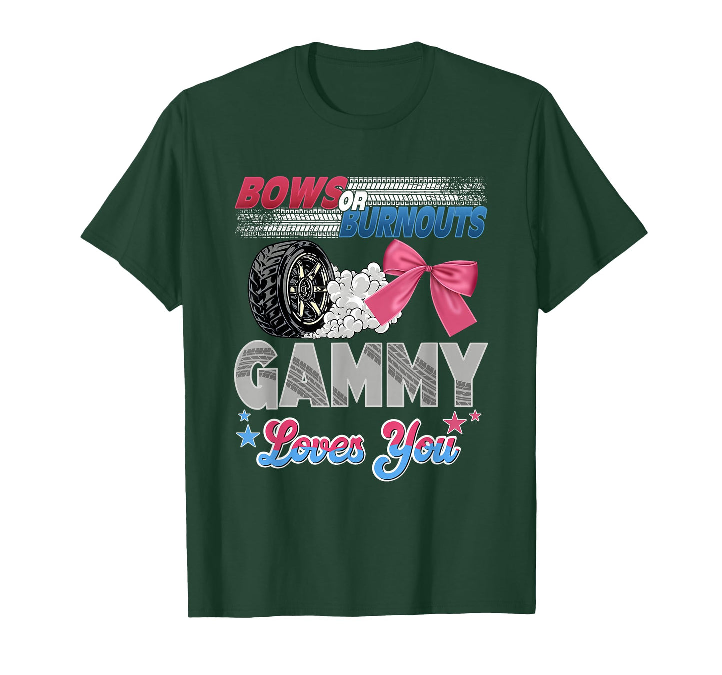 Burnouts or Bows Gammy Loves You Gender Reveal Party T-Shirt
