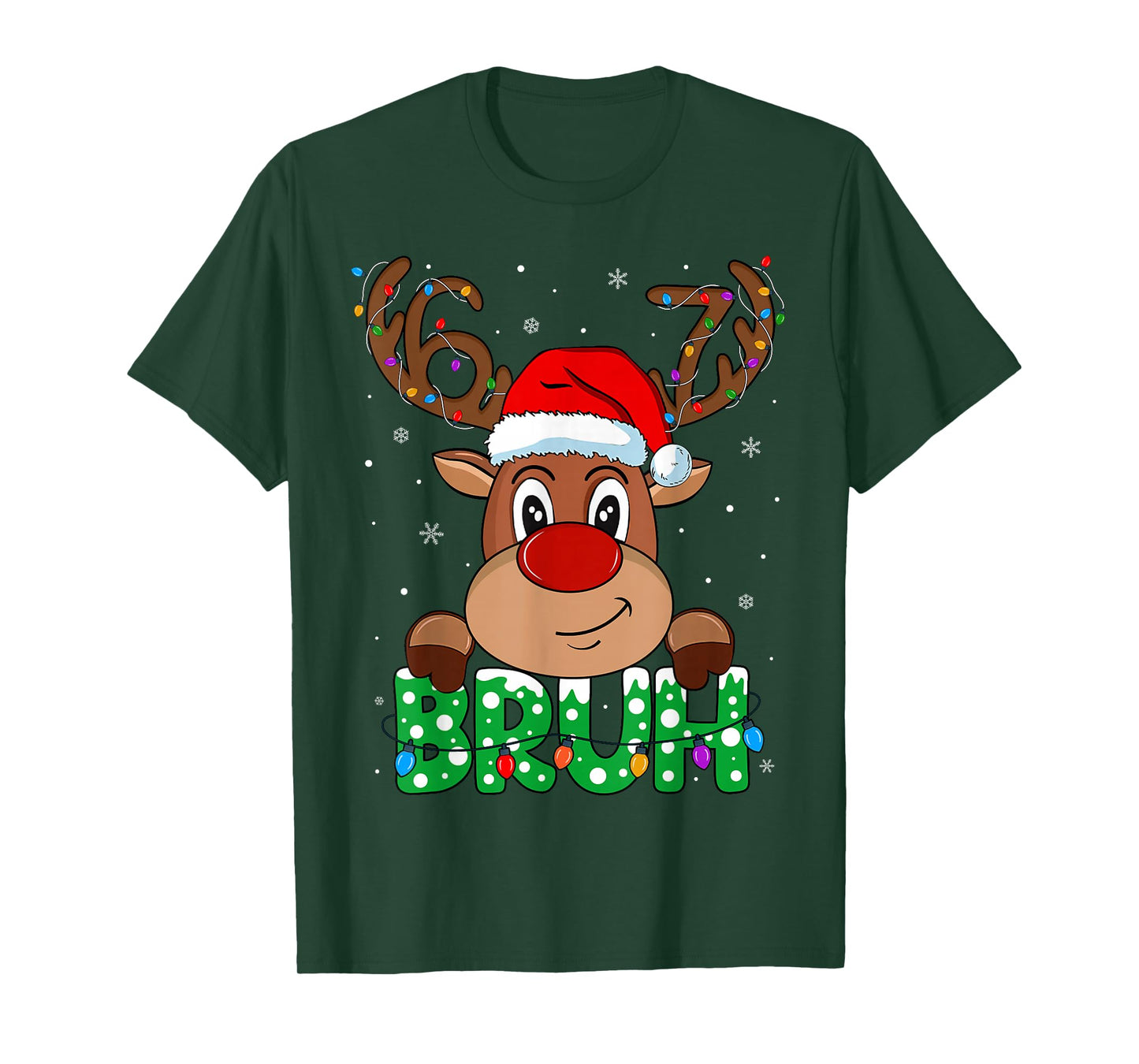 Bruh 67 Six Seven 6 7 Meme Reindeer Christmas Shirt Boy Girl T-Shirt