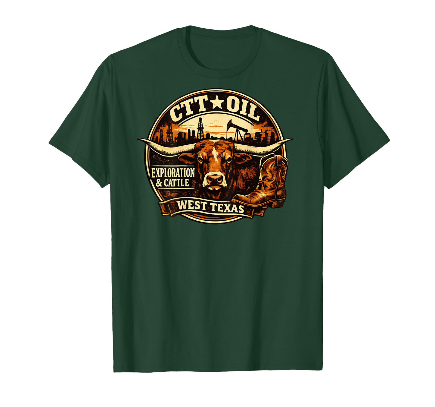 CTT Oil Exploration & Cattle Company Texas (ON Back) T-Shirt