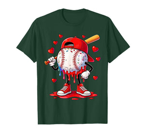 Valentine Baseball Heart Drip Sport Love Valentines Day Boys T-Shirt