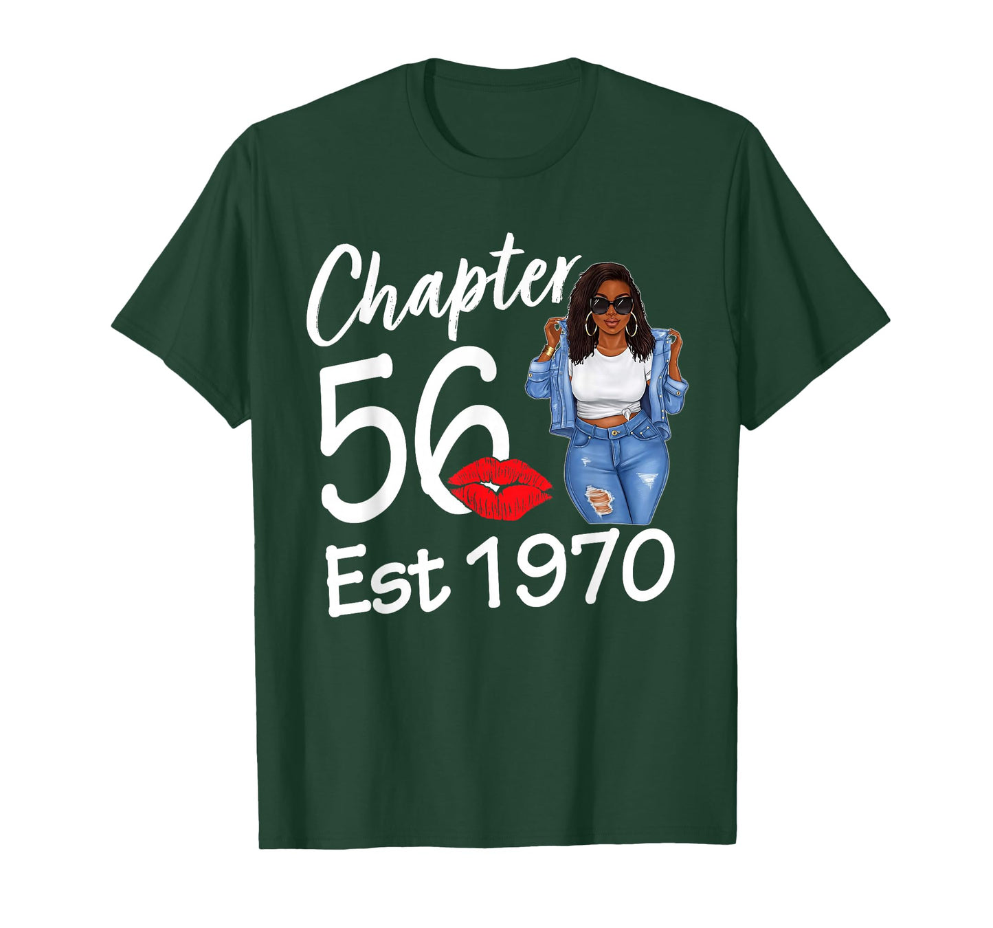 Chapter 56 Est 1970 56th Birthday Afro Black Queen T-Shirt