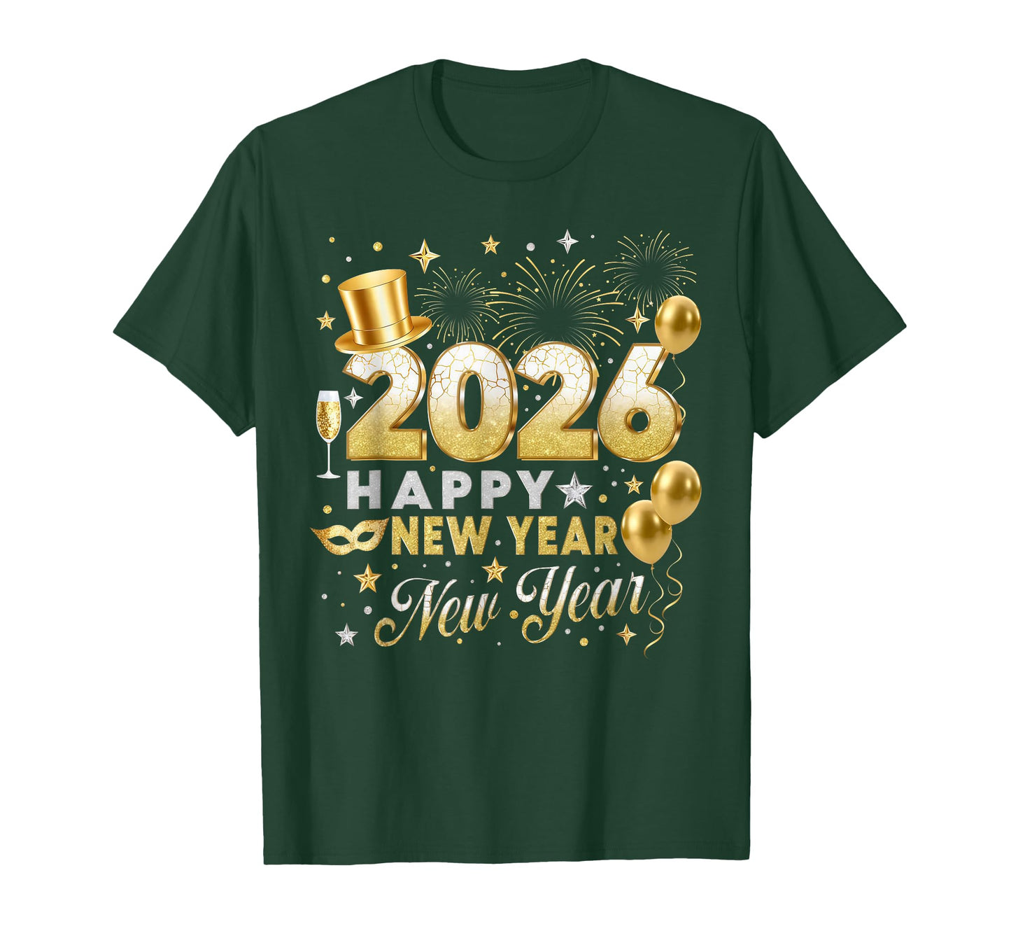 Happy New Year Party 2026 Fireworks Family Matching T-Shirt