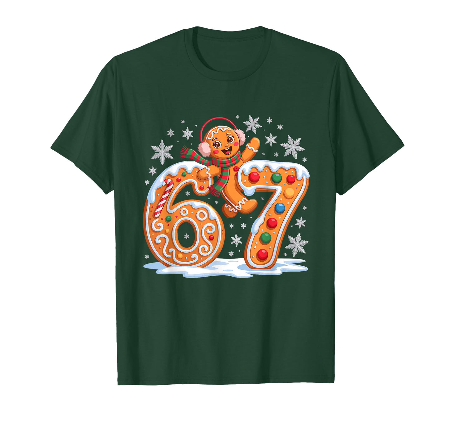 Funny Gingerbread Six Seven 67 Ice Cream Drip Christmas Girl T-Shirt