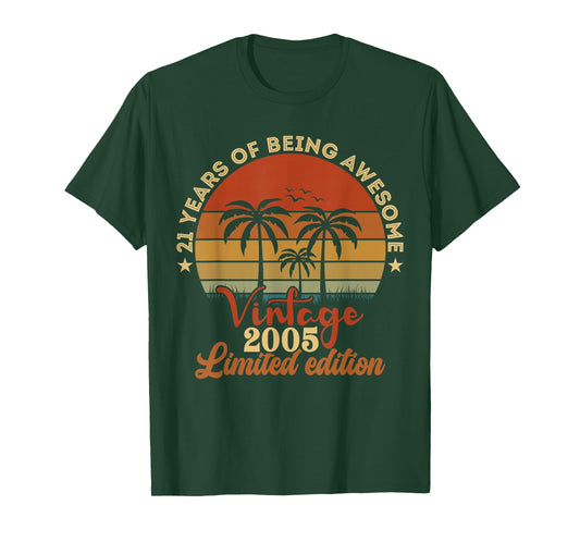 Vintage 2005 Limited Edition 21-Year-Old Male 21st Birthday T-Shirt