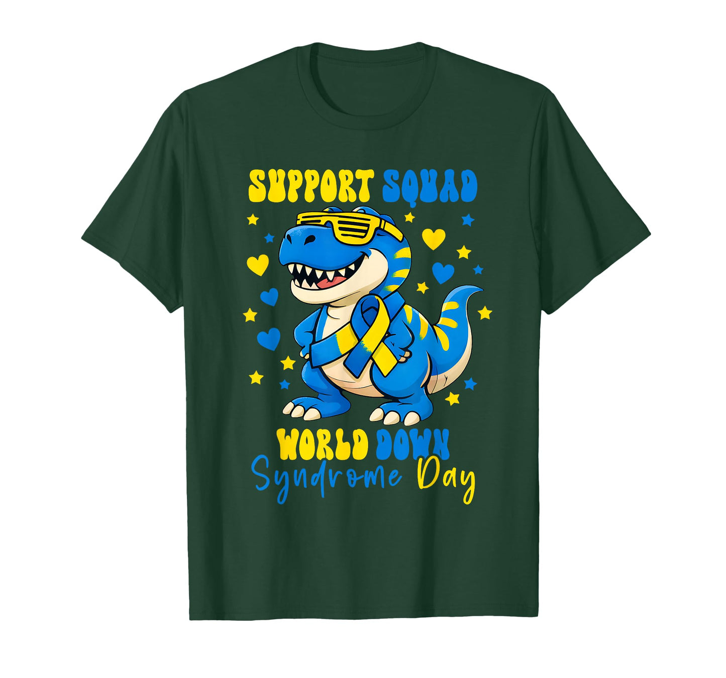 Support Squad T Rex Dinosaur World Down Syndrome Awareness T-Shirt
