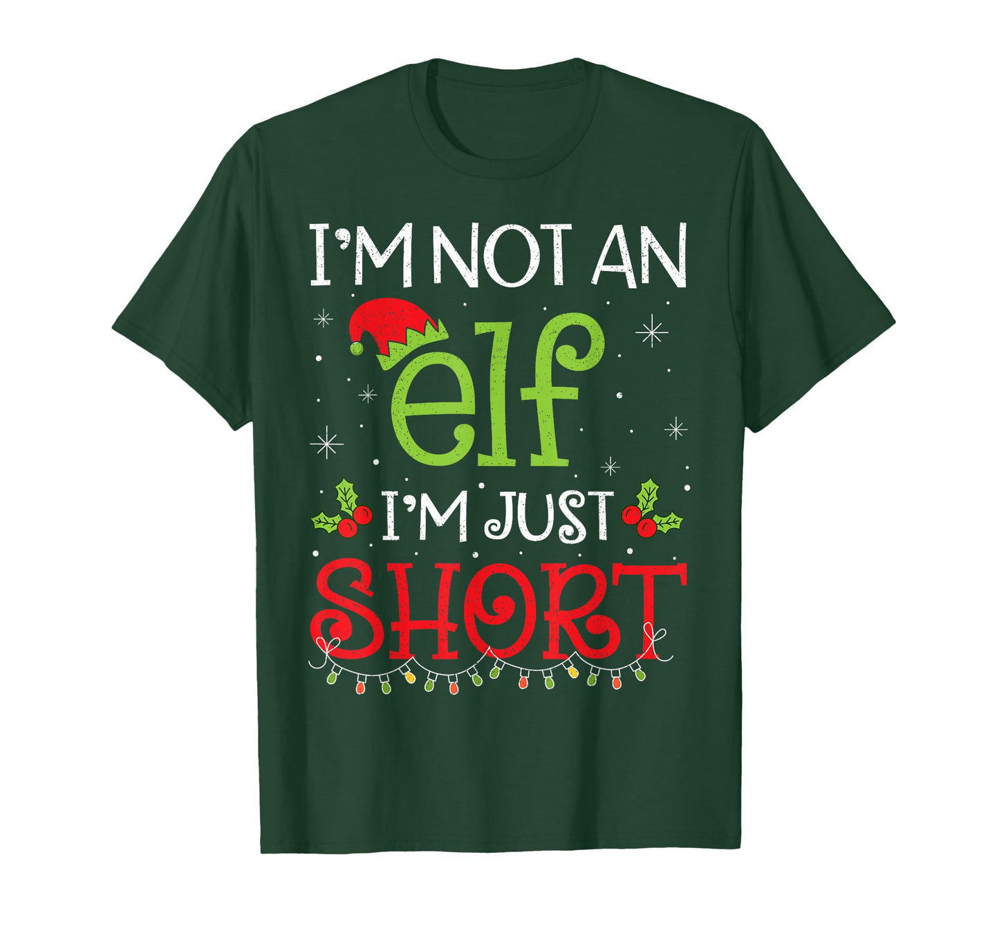 I'm Not an Elf I'm Just Short Funny Christmas Boys Girls Kid T-Shirt