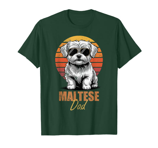 Cool Retro Maltese Dad Funny Vintage Dog Lovers T-Shirt
