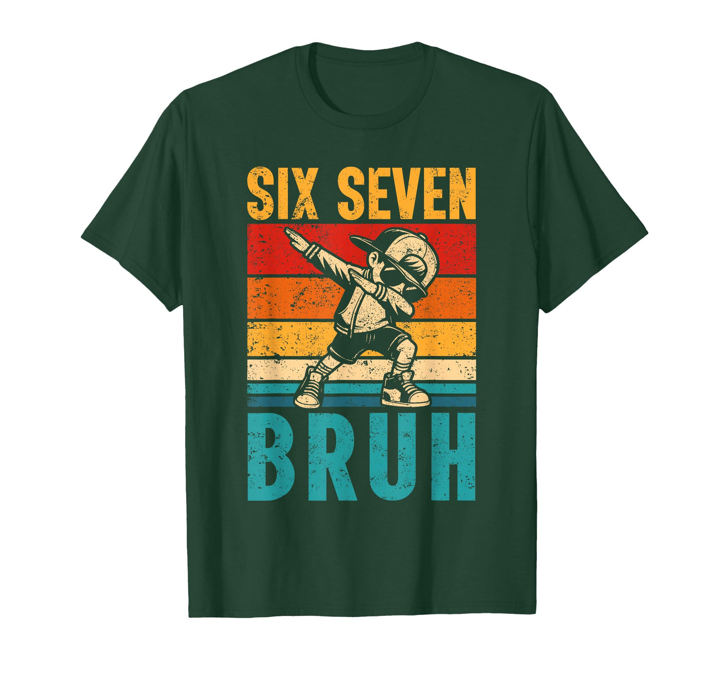 Vintage Dabbing Six Seven Bruh Funny Meme 6 7 Boys Mens T-Shirt
