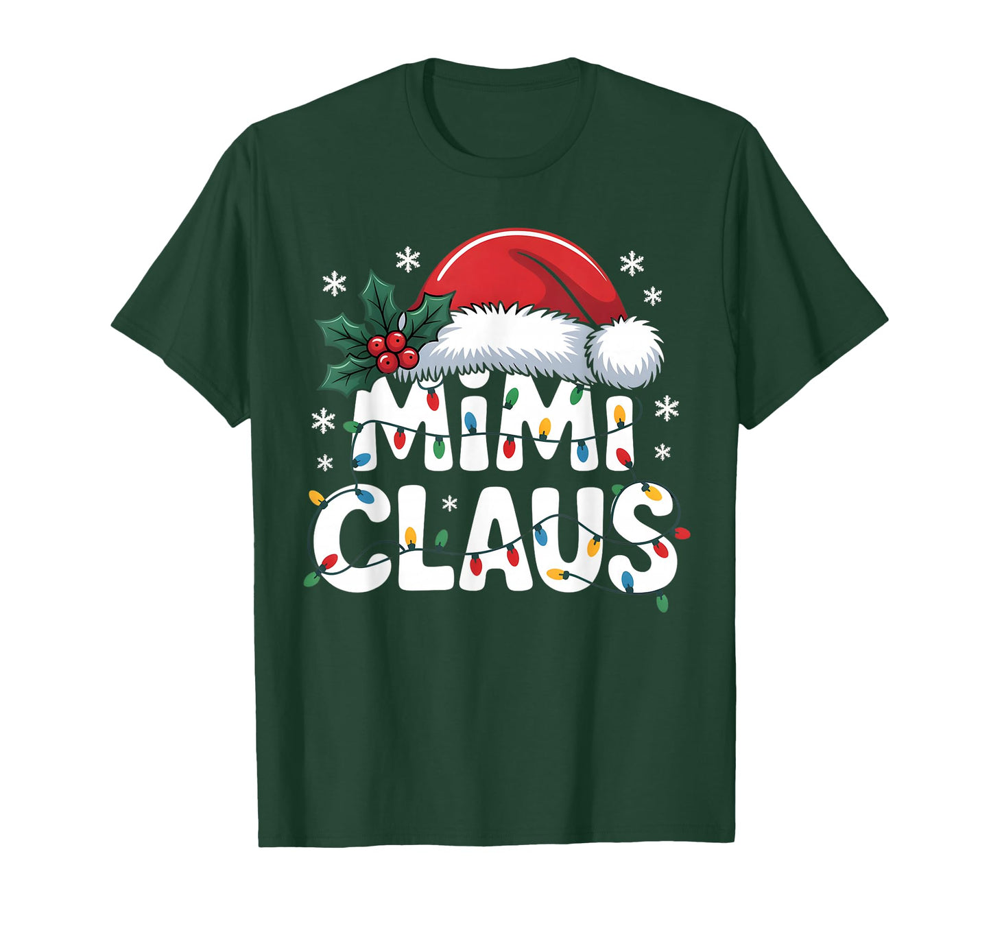 Mimi Claus Christmas Lights Santa Family Matching Holiday T-Shirt
