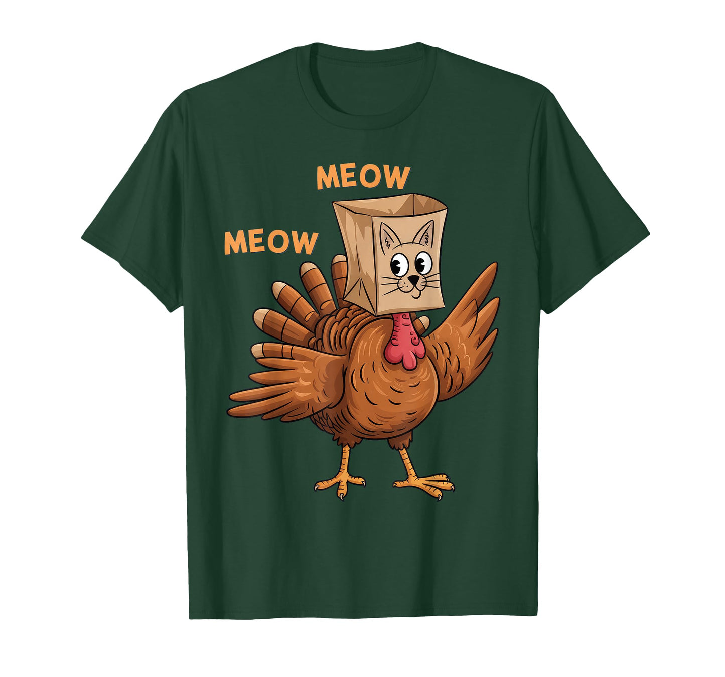 Thanksgiving Cat Fake Cat Meow Thanksgiving T-Shirt