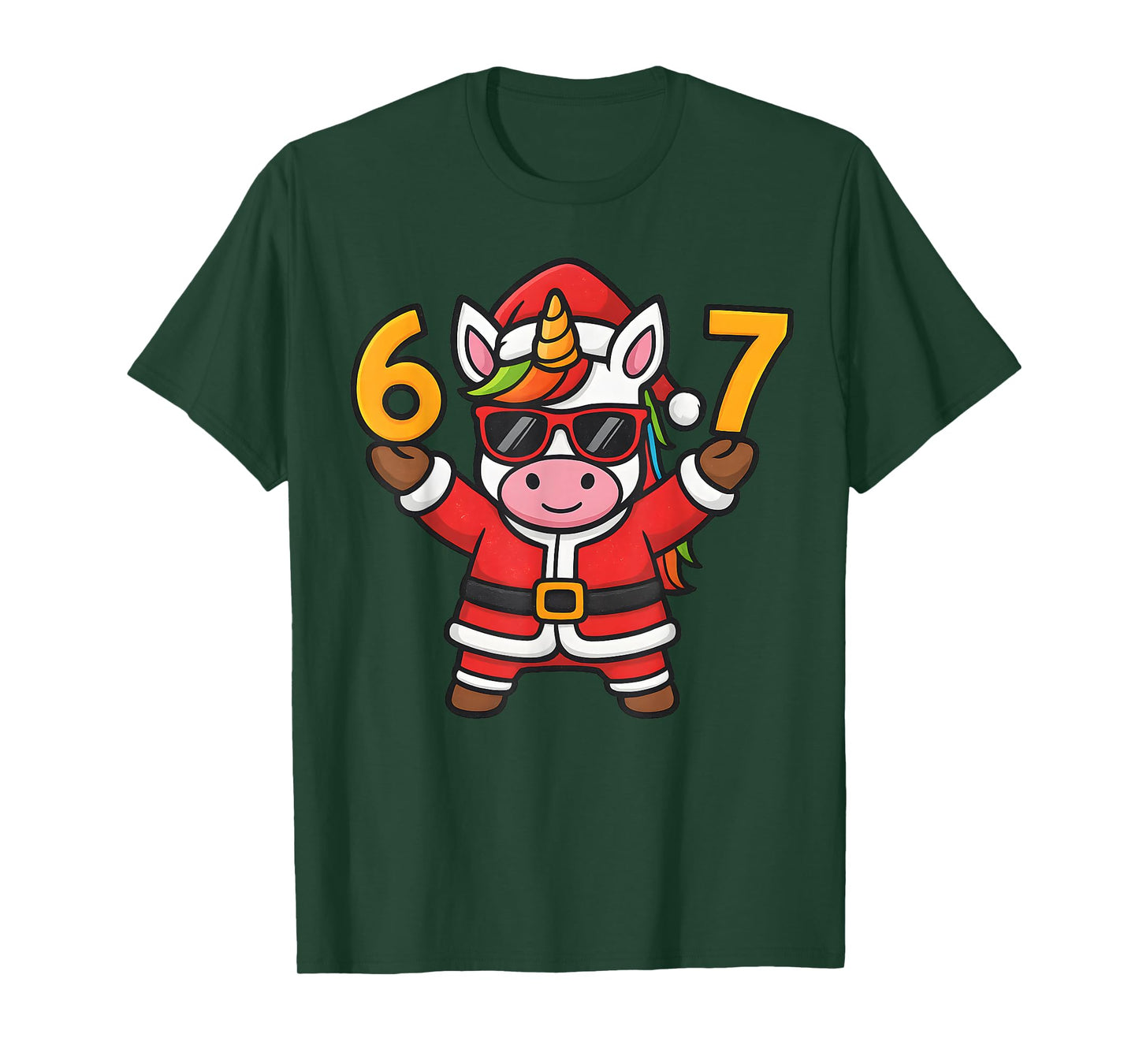 67 Christmaas Unicorn 6 7 Meme for Girls Kids Funny Xmas T-Shirt