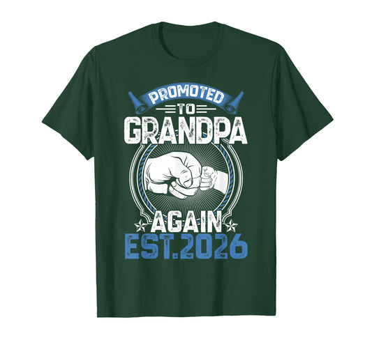 Retro Promoted to Grandpa 2026 Again Soon to Be Grandpa T-Shirt