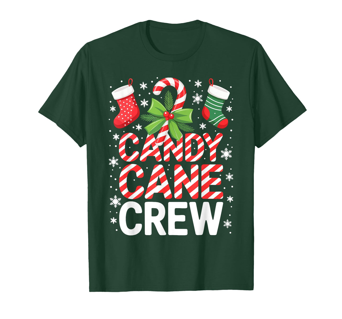 Candy Cane Crew Shirt Adult Men Women Kids Christmas Pajamas T-Shirt
