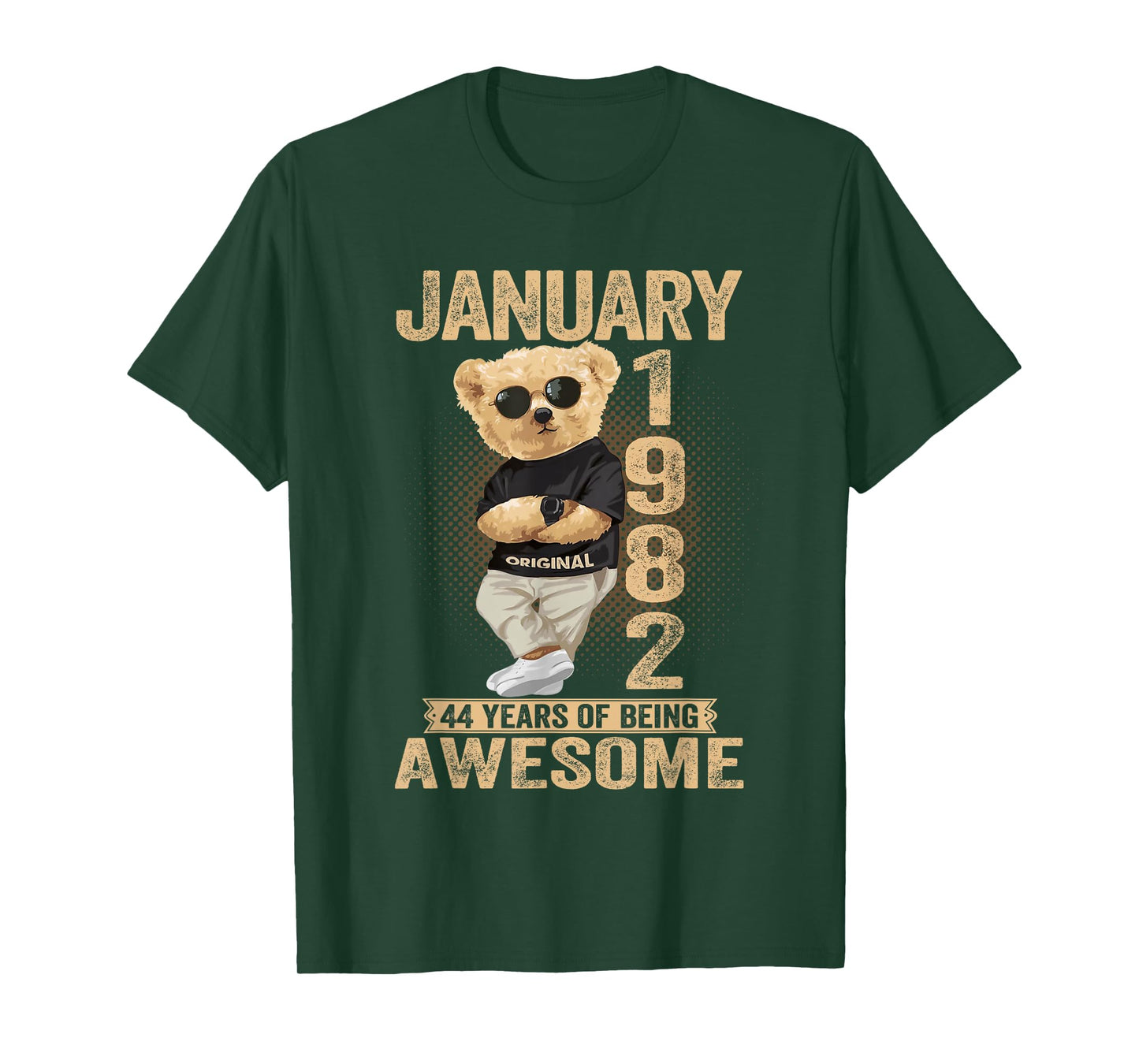 44 Year Old January 1982 Teddy Bear 44th Birthday Men Women T-Shirt