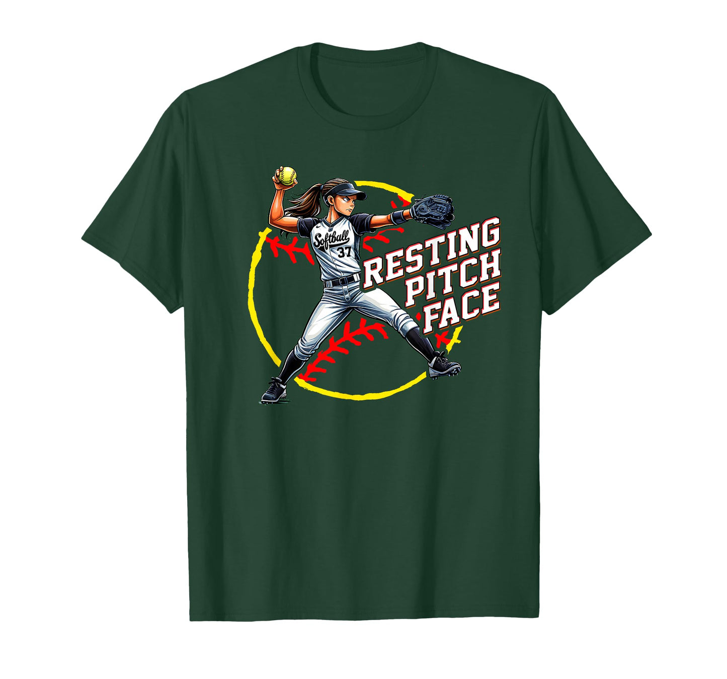 Softball Resting Pitch Face Sassy Girls Softball Humor T-Shirt