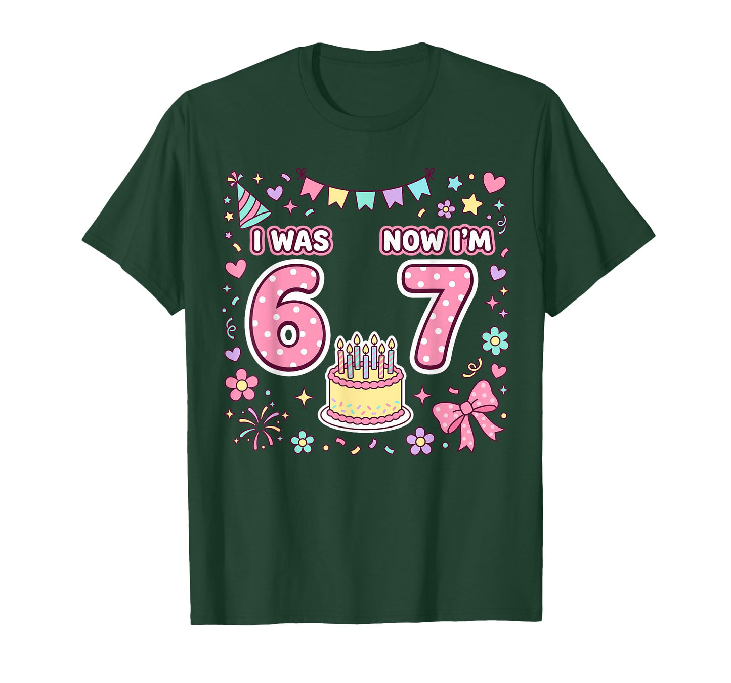 7 Year Old Birthday I was 6 Now I'm 7 67 T-Shirt