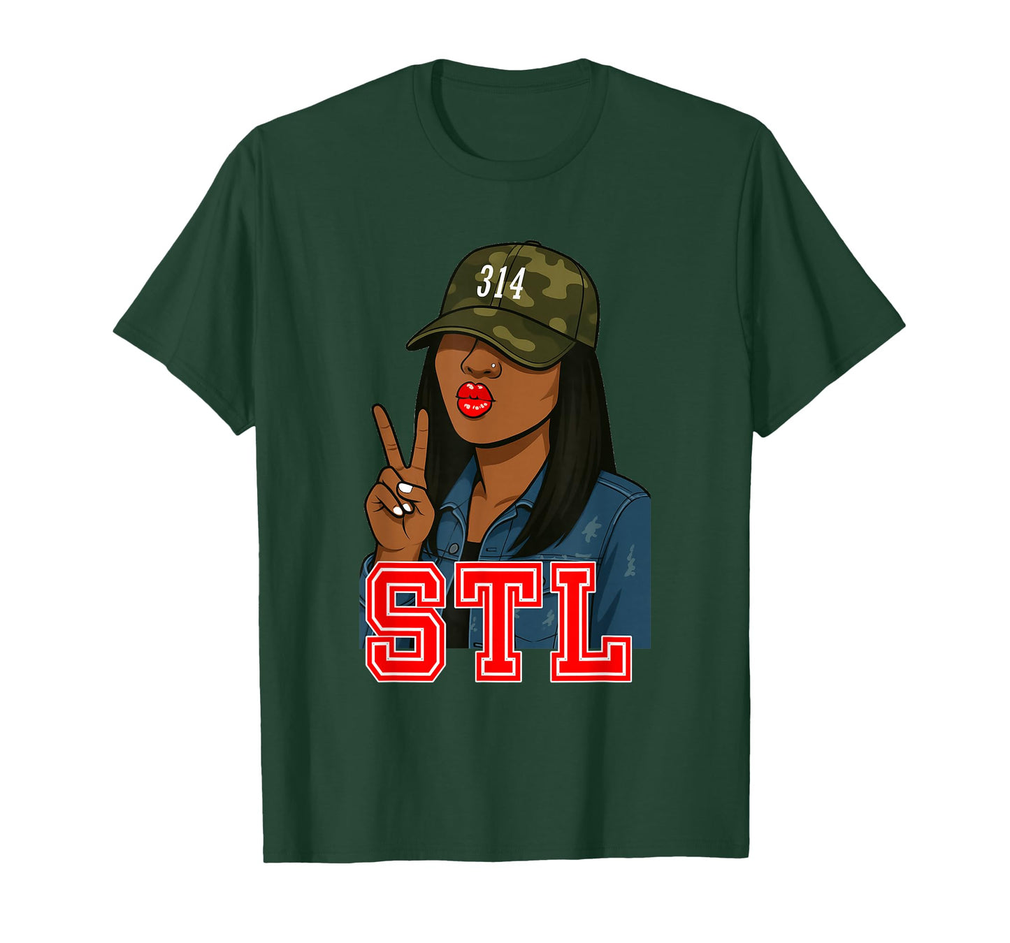 STL 314 Hat Camo Black Woman St. Louis T-Shirt