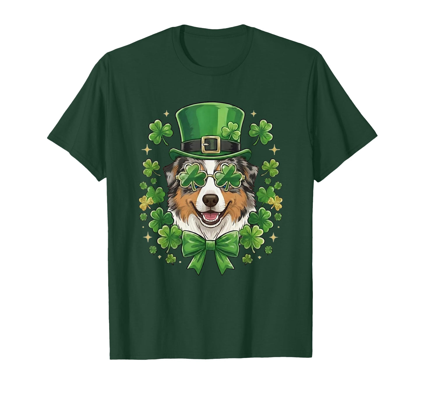 St Patricks Day Australian Shepherd Dog Leprechaun Hat T-Shirt