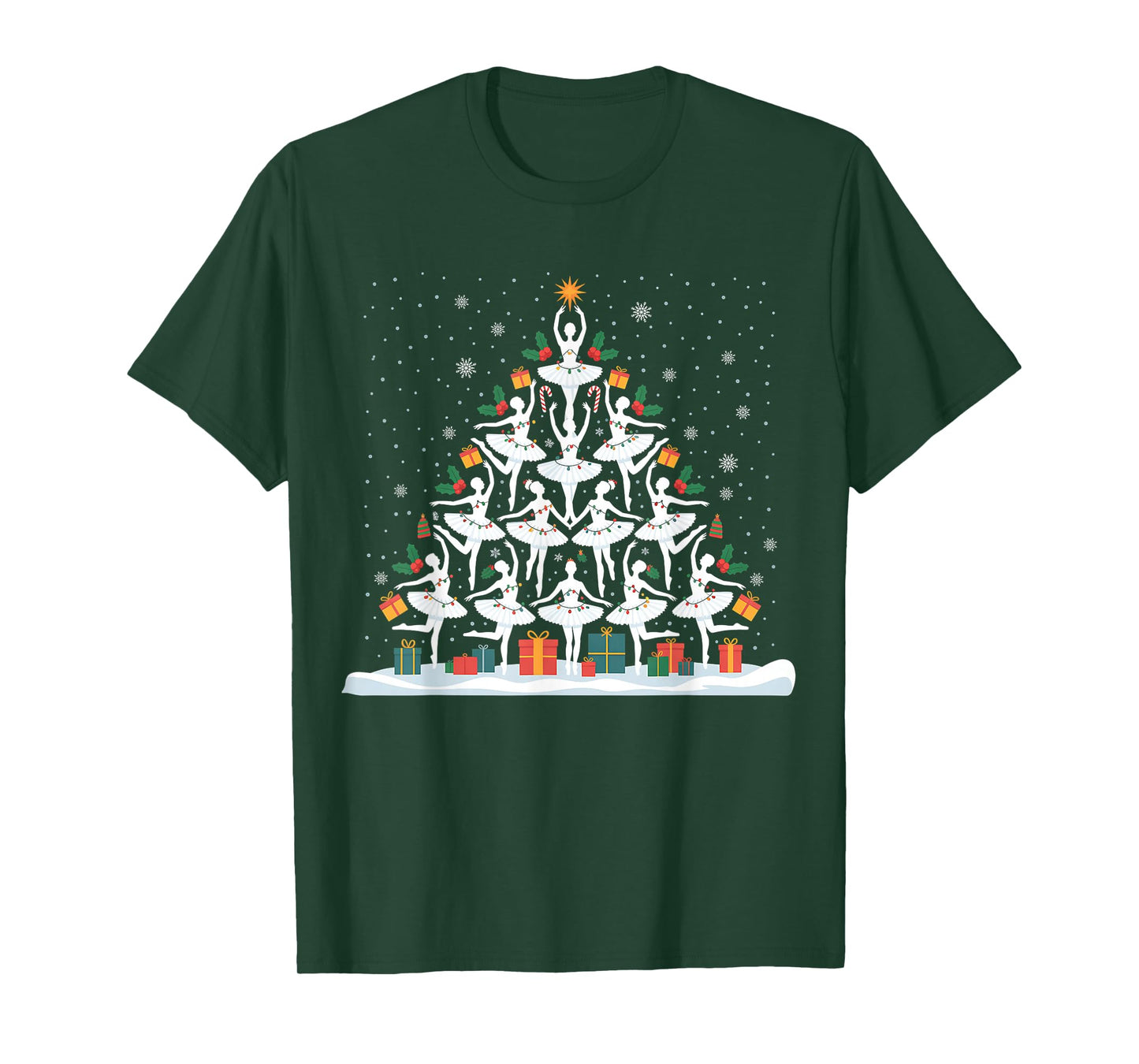 Cute Ballet Christmas Tree Dancer Women Girls Xmas T-Shirt