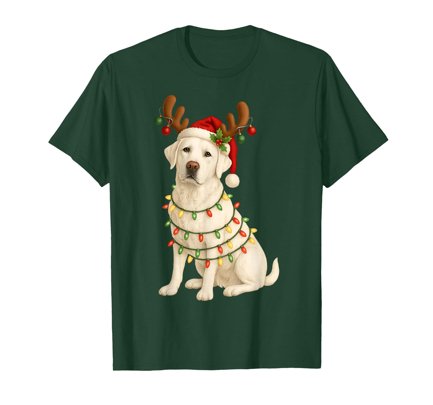 White Lab Christmas Tree Light Pajama Labrador Dog T-Shirt