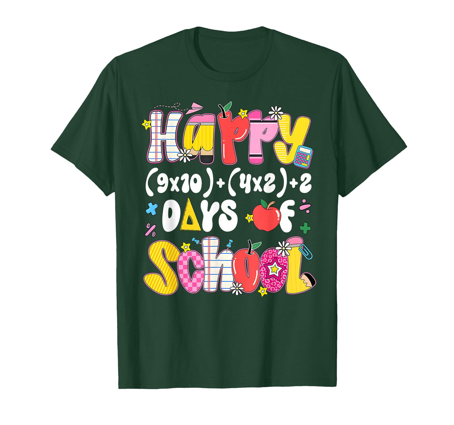 Happy 100 Days Math Equation 100th Day of School Teacher Kid T-Shirt