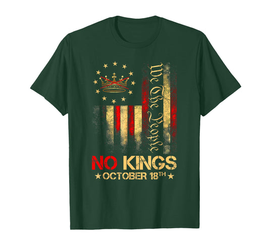 No Kings Shirt Vintage America Flag 1776 October 18 (ON Back T-Shirt