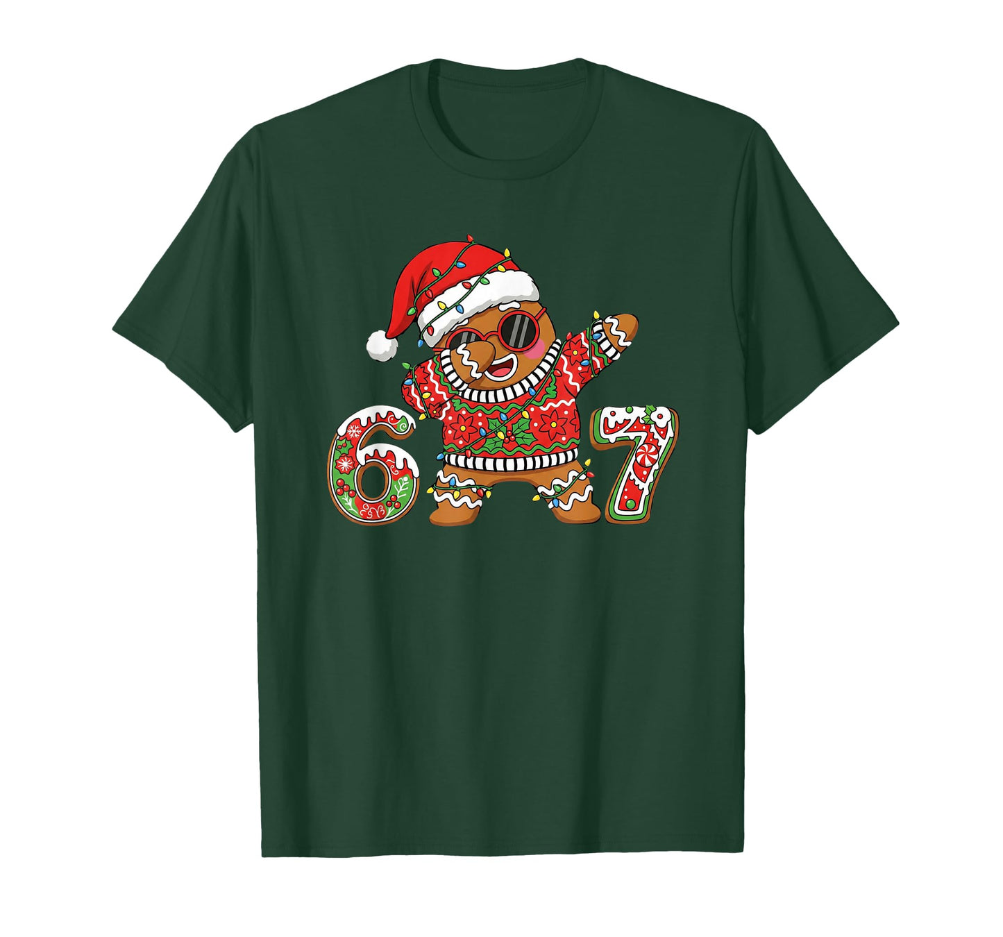 Funny 67 Gingerbread Six Seven Ice Cream Drip Christmas Meme T-Shirt