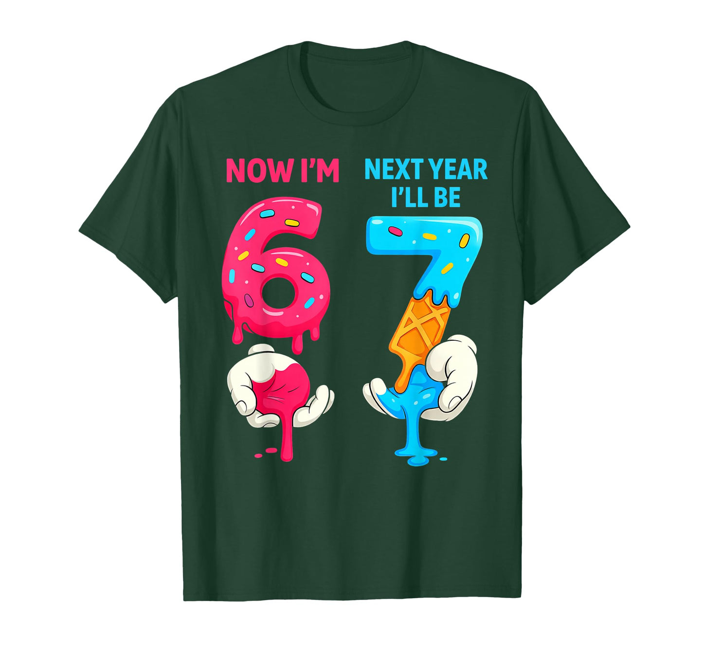 Now I'm 6 Next Year I'll Be 7 Old Birthday Six Seven Meme 67 T-Shirt