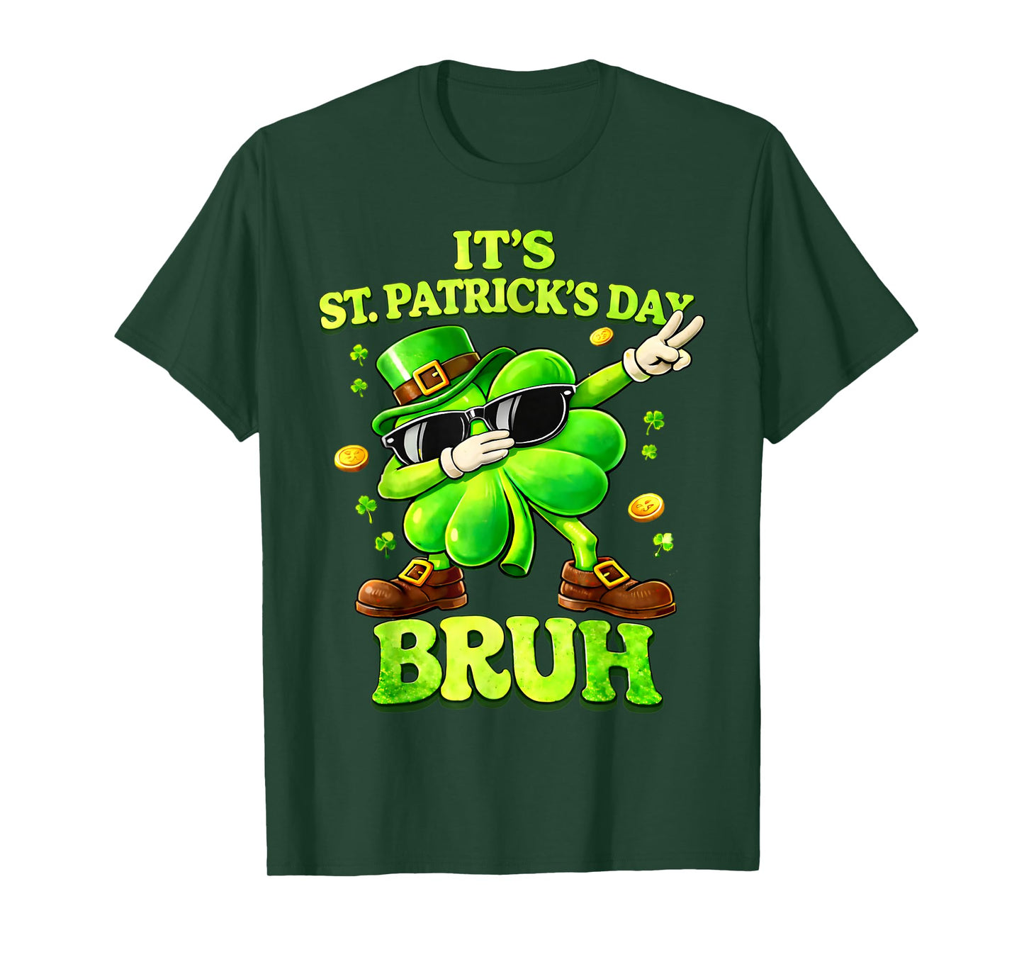 Bruh St Patricks Day Boys Kids Saint Patricks Day Shamrock T-Shirt