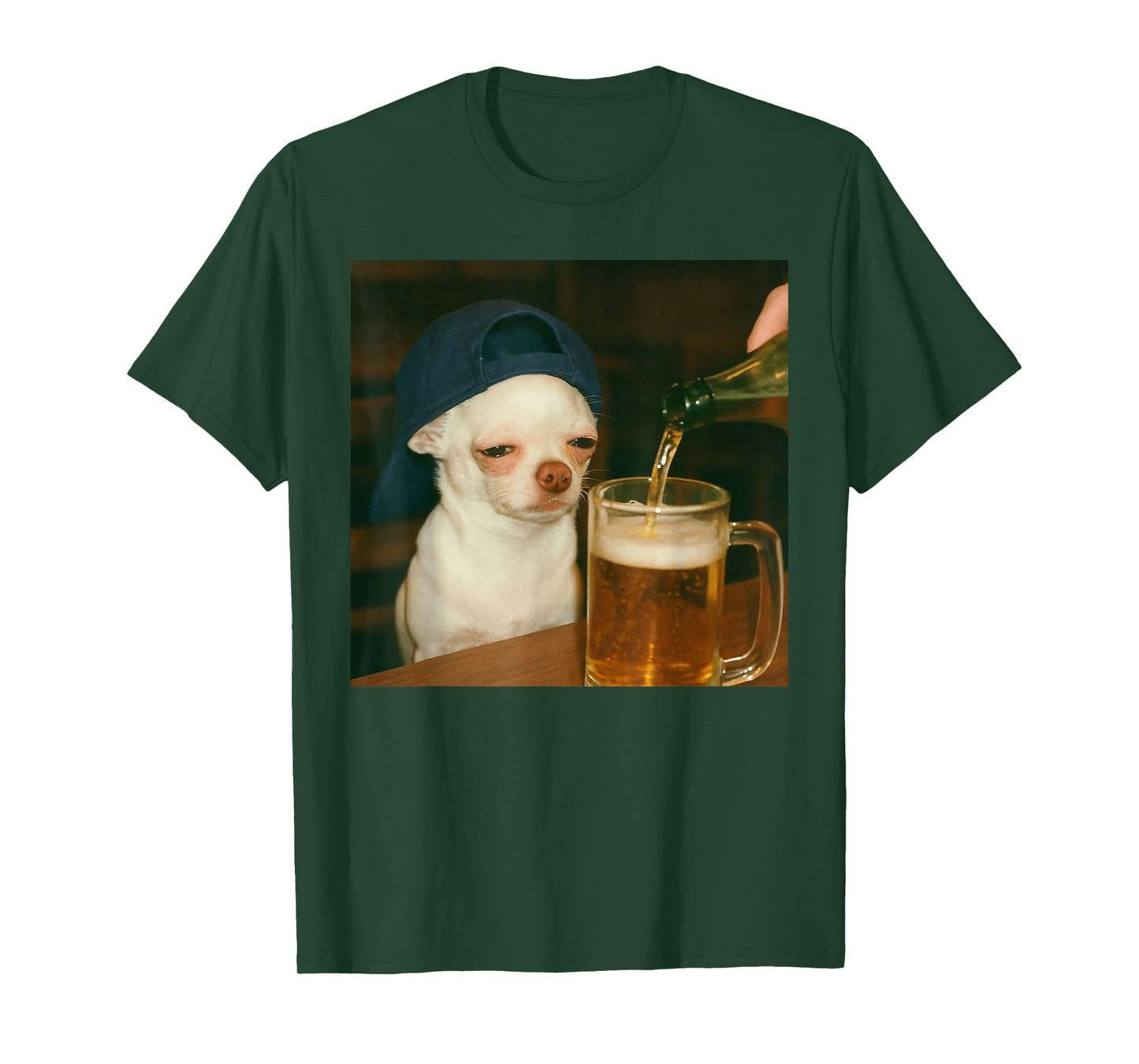Funny Chihuahua Beer Meme Dog Reaction Humor Funny Dog Meme T-Shirt