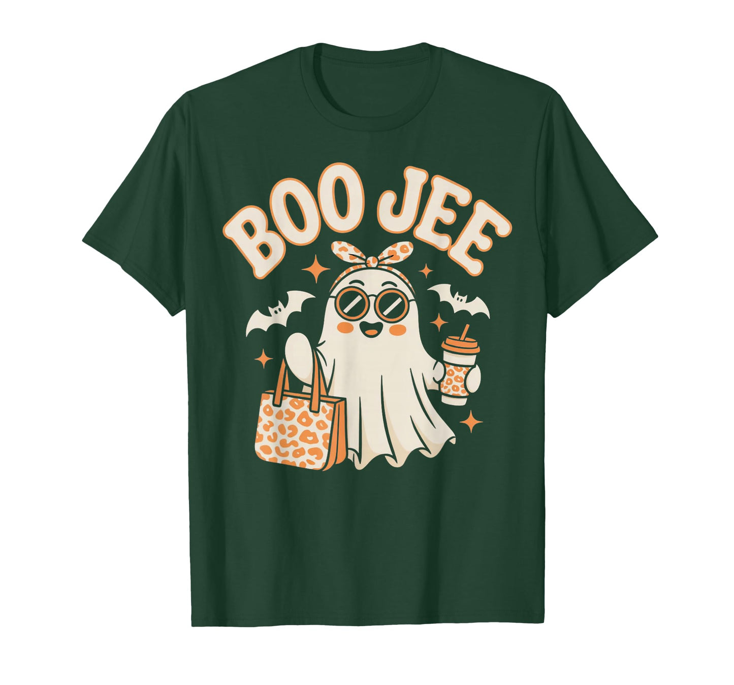 Boo JEE Coquette Leopard Boujee Halloween Ghost T-Shirt