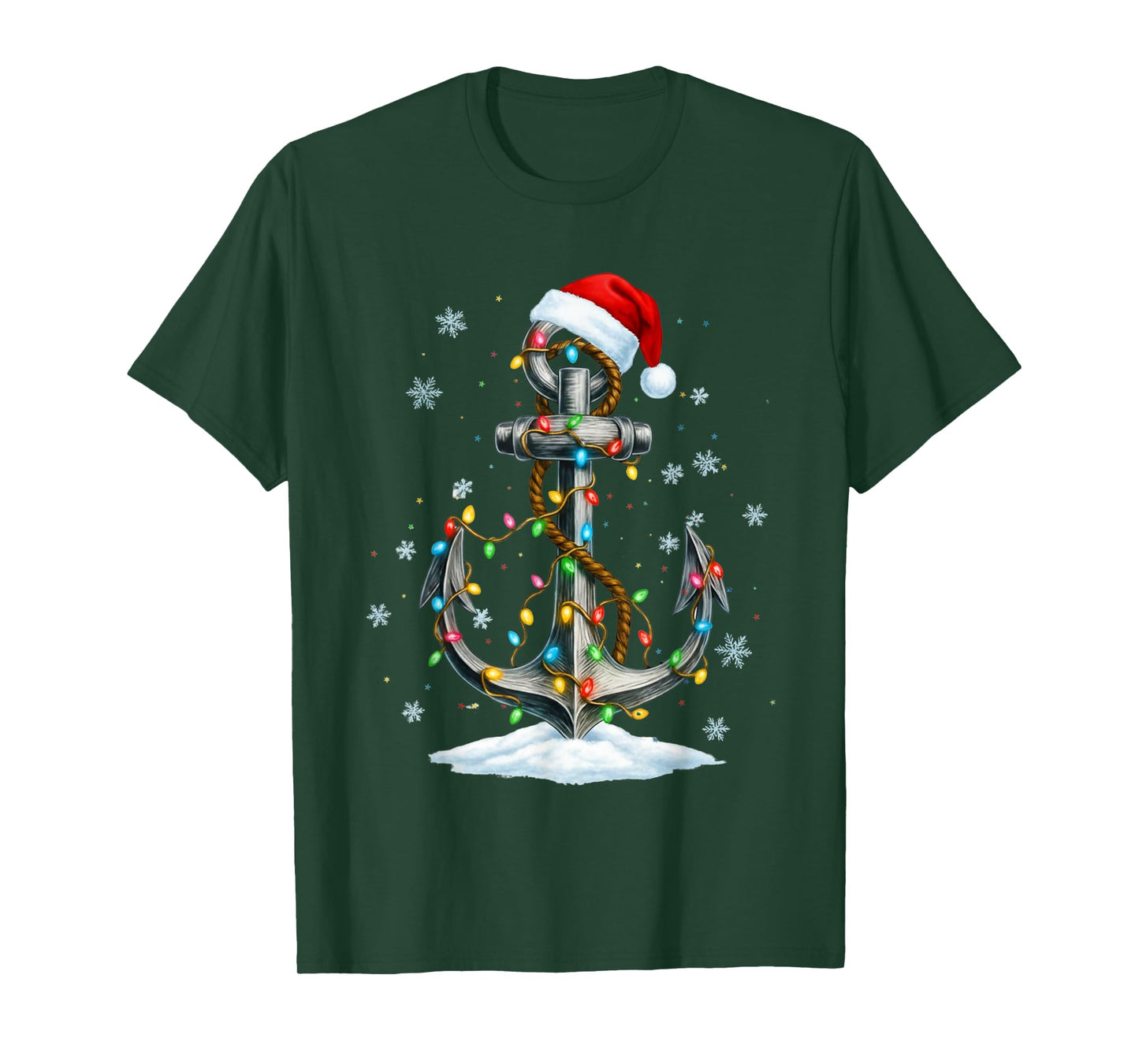 Nautical Anchor Christmas Lights Boating Sailor T-Shirt